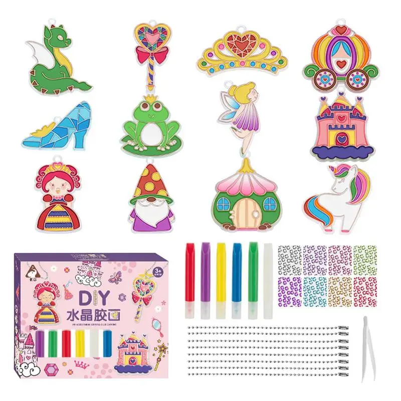 

Crystal Pendant Paint Set 3D Crystal Painting Kits For Adults Baking-Free Glue Painting Graffiti Crafts Create Ornaments