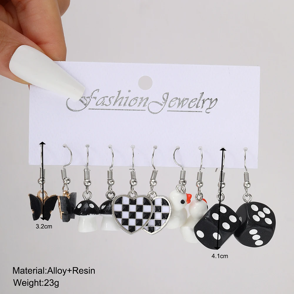 Cute Cartoon Duck Drop Earrings Set for Women Animal Butterfly Heart Girl Kids Dangle Earring Y2K Geometric Trendy Jewelry Gifts