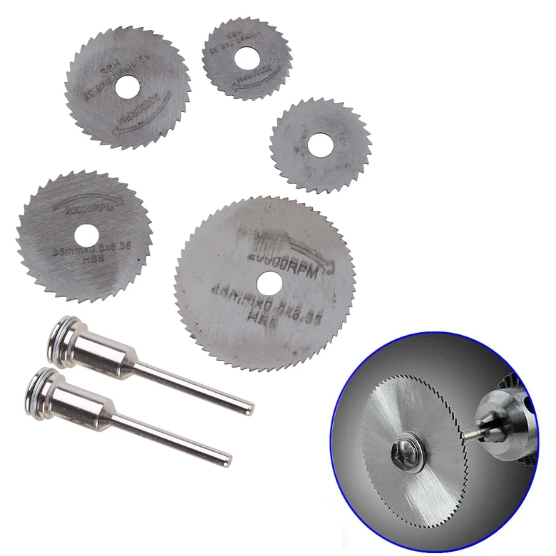 

7Pcs HSS Circular Wood Cutting Saw Disc Mandrels Rotary Tool New