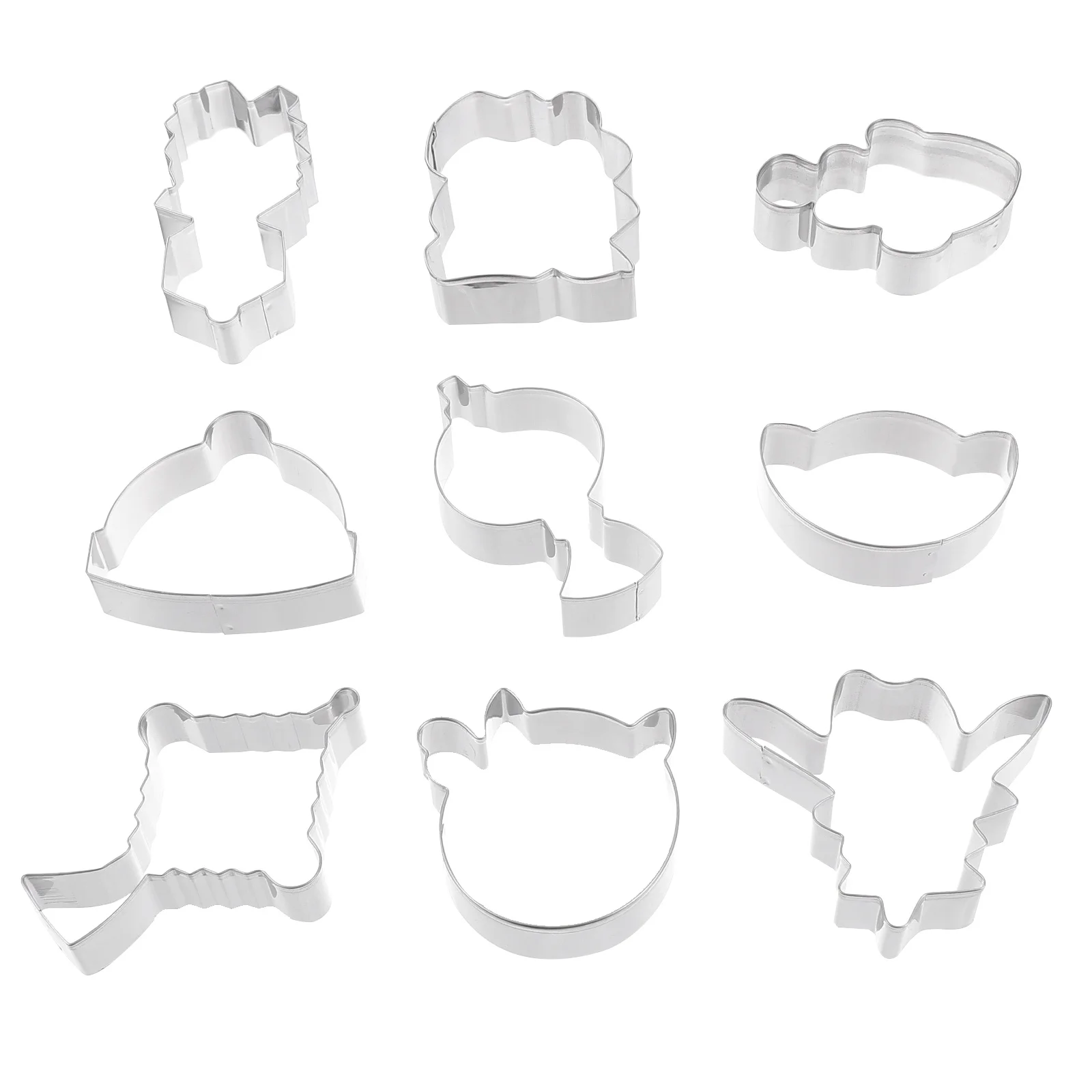 

9pcs New Year's Cake Baking Molds DIY Dessert Stainless Steel Molds Baking Tools