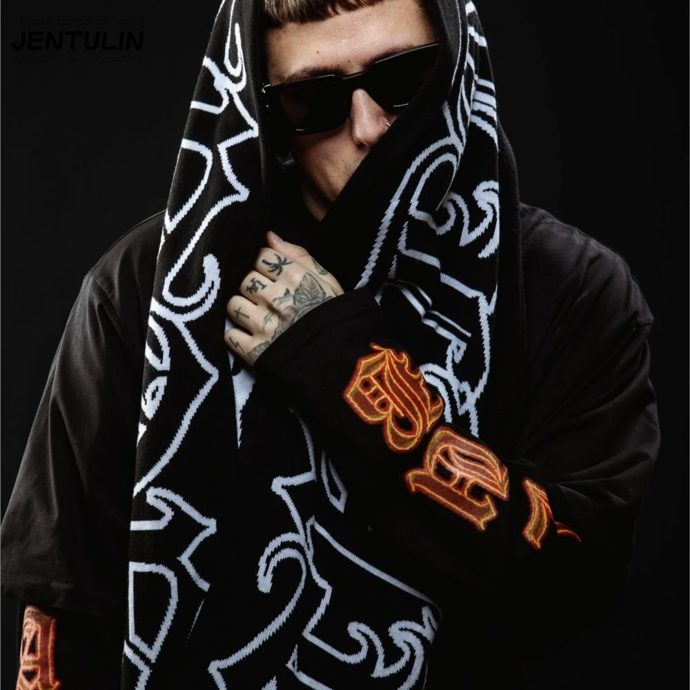 Satanic Hops Harajuku Winter Men Women Knitting Scarves Satan Club Graphic Hip Hop ...