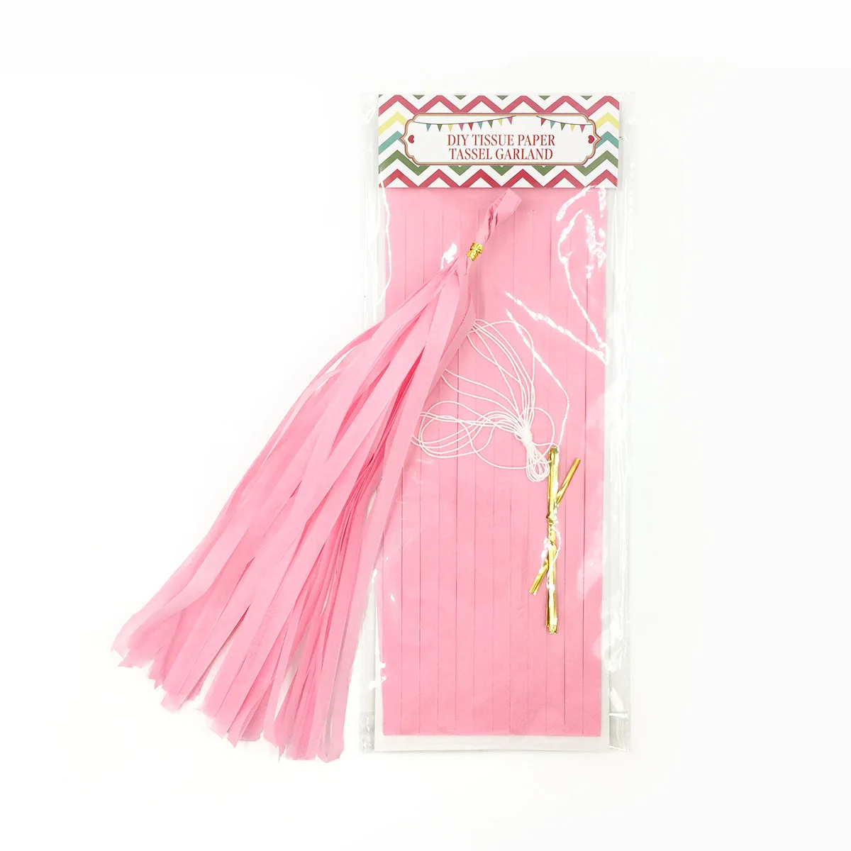 Rose Gold Iridescent DIY Tissue Paper Tassel Garland Set - Party Decoration Supplies