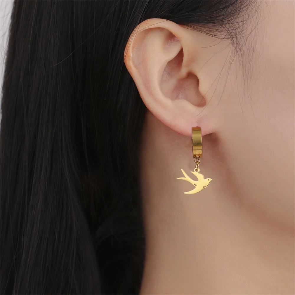 Edelstahl Ohrringe schlucken Anhänger baumeln Creolen Ohrringe 2024 Trend Charm Ohrringe für Frauen Schmuck Party besten Geschenke