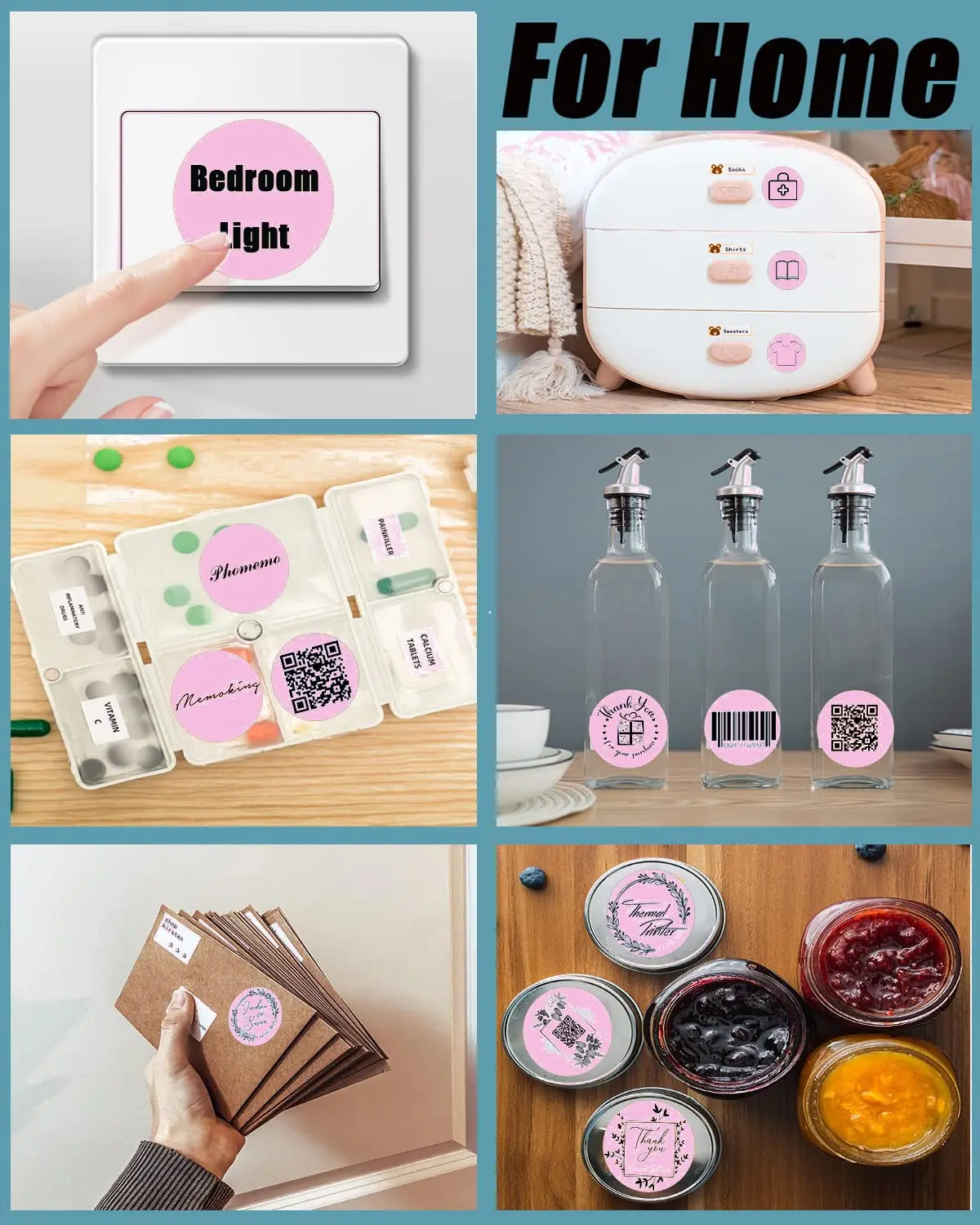 Solid Color Pink Thermal Label Paper 1.97" x 1.97" 50x50 for Barcode/Logo/Gift Labels/Blessing Labels/Price Tags/Small Business