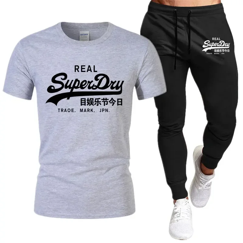 2024 Men's clothes Summer brand printed cotton short-sleeved T-shirt + trousers men's sets jogging men's tracksuit