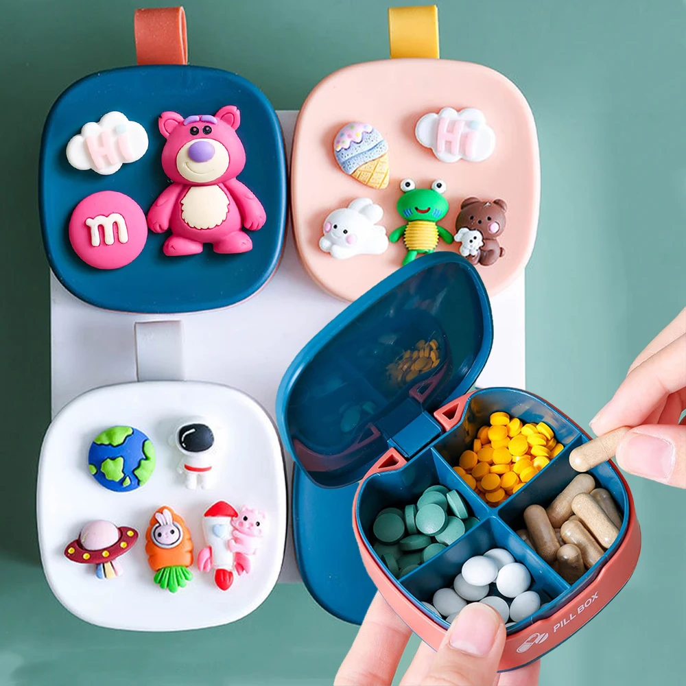 

Pill Box Small Pills Case for Pocket Purse Daily Pill Case Portable Medicine Box Organizer Children's Pill Box Cute Style