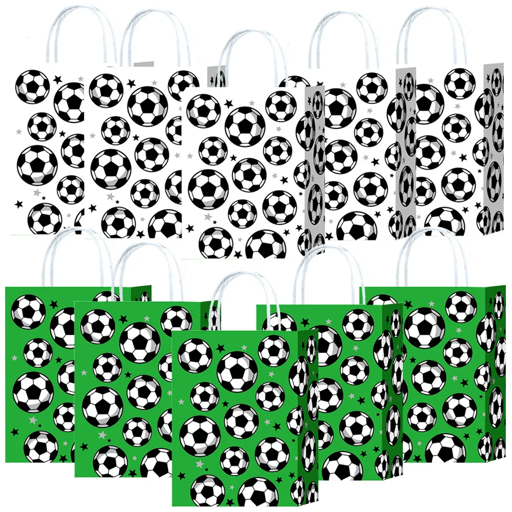 Party Bags soccer paper bags 5/10/20pcs Soccer Party Bags With Handles Soccer Party Gifts Bags Football Treat Theme Birthday Decors
