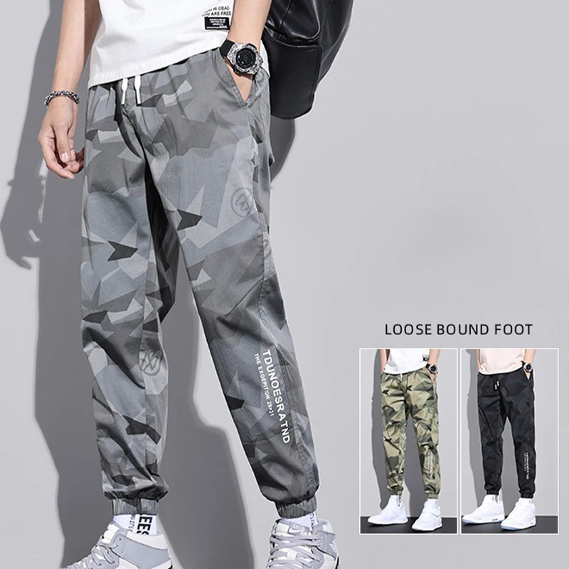 Multi-Pocket-Tarnung Männer hose Jogger Cargo hose Männer Sommer Harems hose schnell trocknende Kordel zug lose lässige Jogging hose