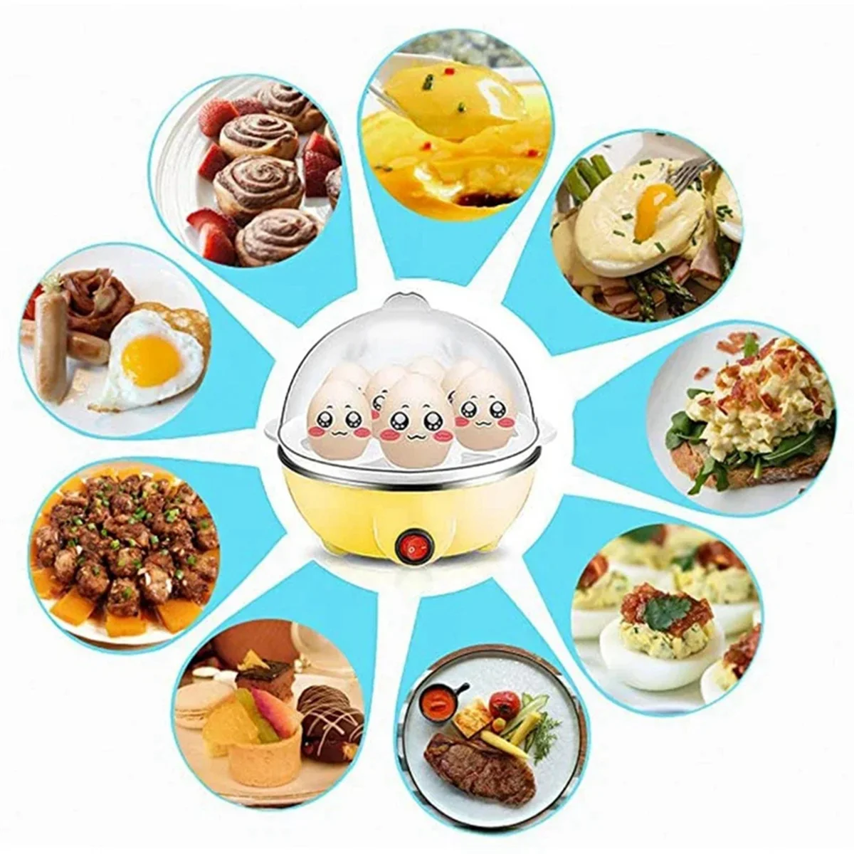 Rapid Egg Cooker: 7 Egg Capacity Electric Egg Cooker for Hard Boiled Eggs, Poached Eggs, Scrambled Eggs Pink EU Plug 3