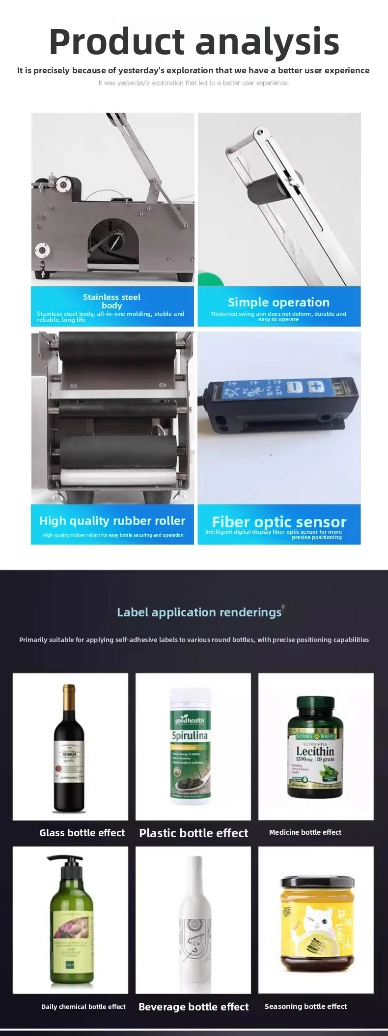 Semi-automatic Labeling Machine Round Bottle Stainless Labeling Machine Self-adh