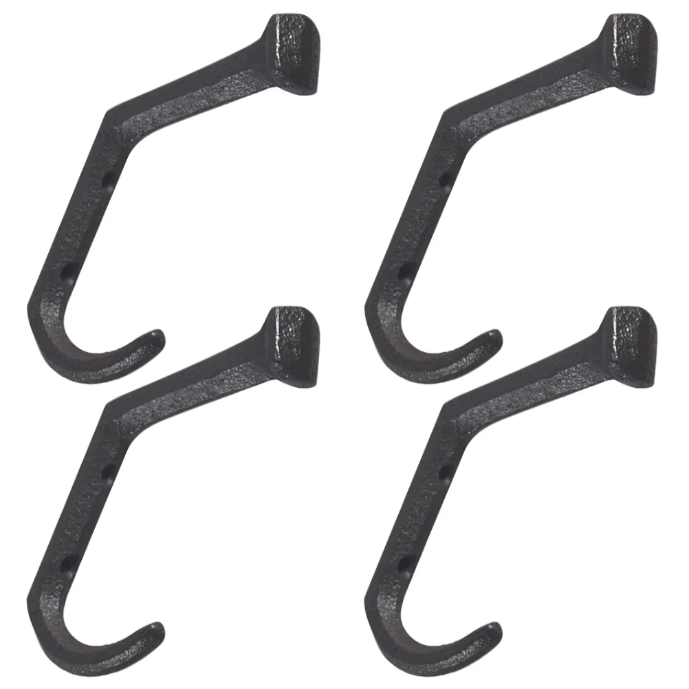 

4 Pcs Cast Iron Bent Nail Hook Decorative Hooks for Wall Coat Retro Vintage Mount Hanging Rural Key Holder
