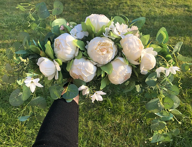 Künstlicher Kranz, Schwellenblume, Pfingstrose, Rose, DIY, Hochzeit, Party, Blumenwand, Arrangement, Zuhause, Ort, Zimmer und Weihnachtskranzbogen – Detail 5