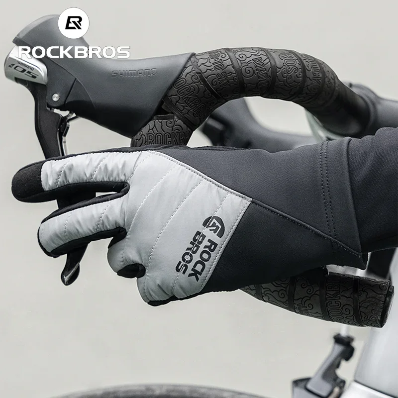 ROCKBROS Winter Cycling Gloves Touch Screen Windproof MTB Road Bike Glove Thermal Warm Motorcycle Glove Cycling Equipment