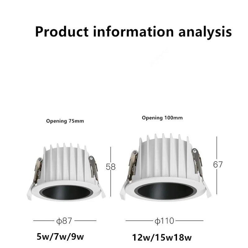 2023 O mais recente impermeável para baixo luz high-end lado estreito levou banheiro cozinha embutida anti-reflexo doméstico sem luz principal