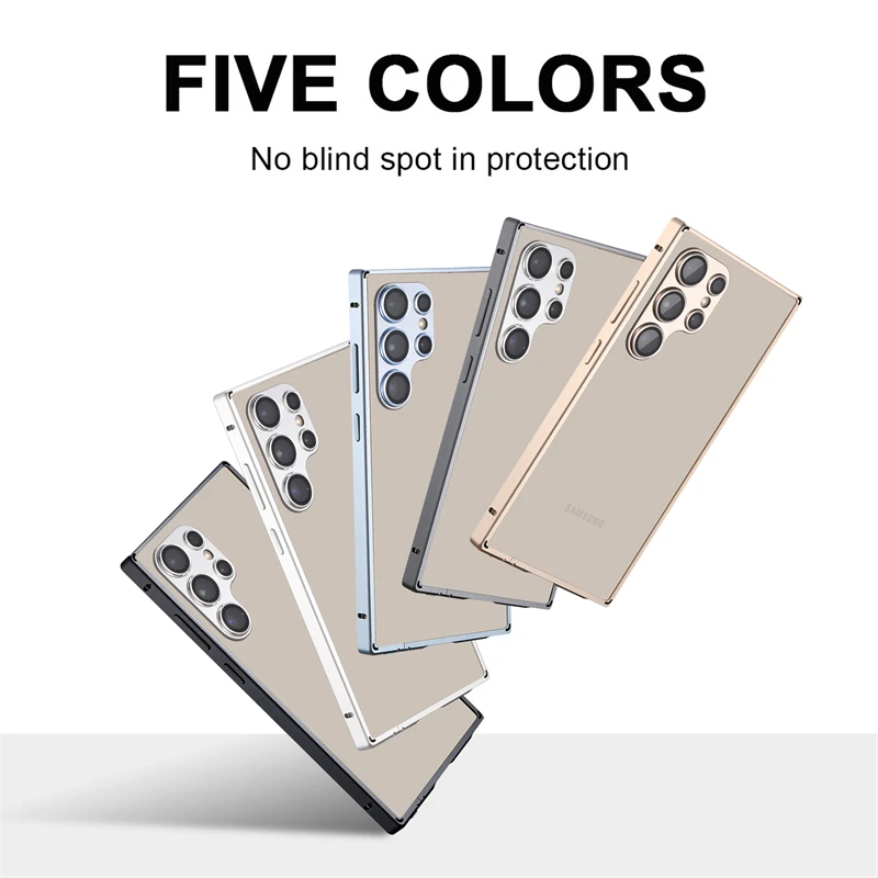 Aviation Aluminum Metal Frame Bumper Phone Case with Alloy Lens Protective Film and Shockproof Cover