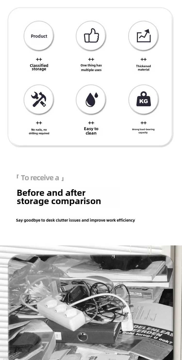 Description Picture 4 of itemOffice Under-desk Storage Rack Workstation Storage Artifact Under-desk Side Cabinet Hanging Punch-free Organizing Desk Modifi...