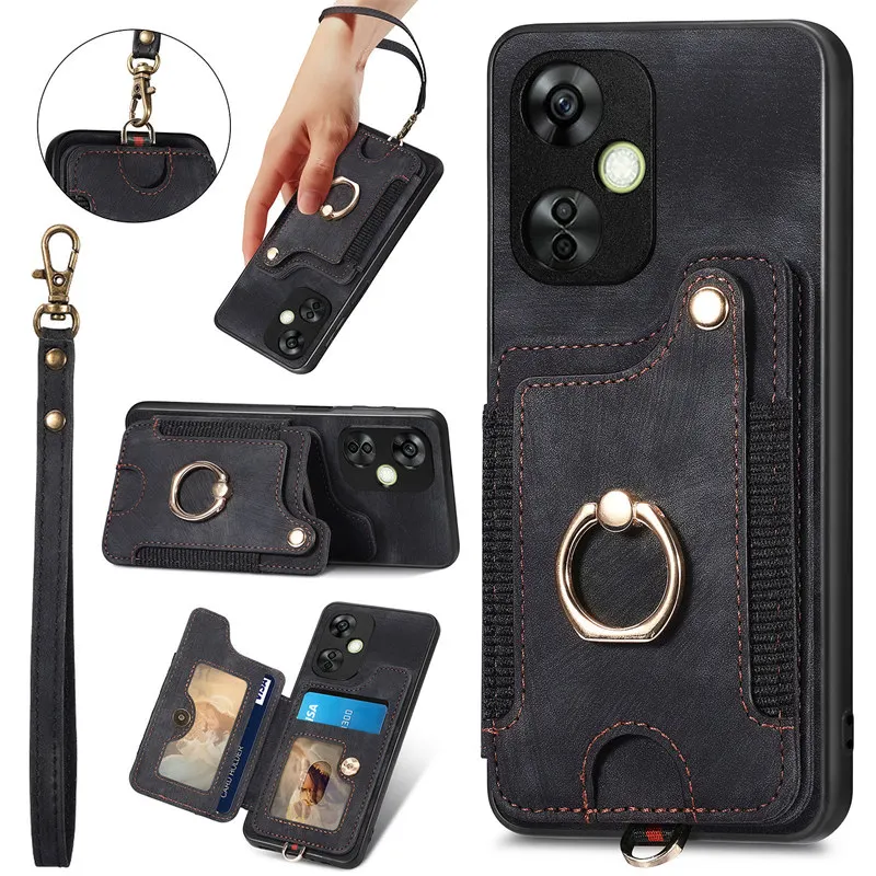 

Magnetic Ring Holder Flip Leather Phone Case for OnePlus 11 10T Nord CE 5G RFID Wallet Card Solt Strap Bag Back Cover Etui Coque
