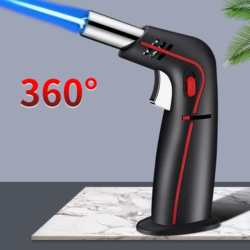 

360° Rotation Ignition Multifunctional Spray Gun Butane Gas Lighter Metal Outdoor Windproof Blue Flame Torch Cigar Welding Tools