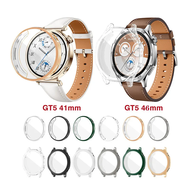 Watch Accessories Watch Protective Case TPU Protective Case For Huawei Watch GT5 46mm 41mm Anti-Scratch Case Screen Protector Soft TPU All-Around Bumper Cover