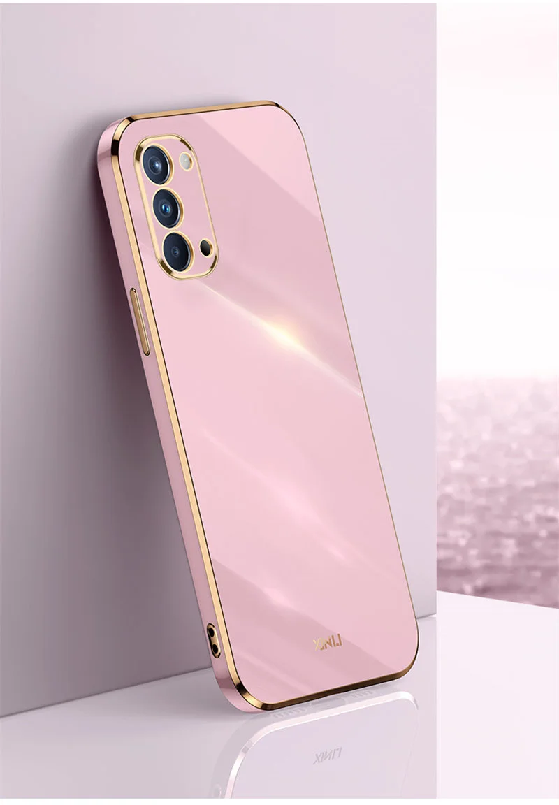 Moex Collana Per Cellulare Con Custodia In Silicone Per Oppo Reno4 Pro 5G - Cinturino Regolabile E Tracolla, Protezione Completa, Oro