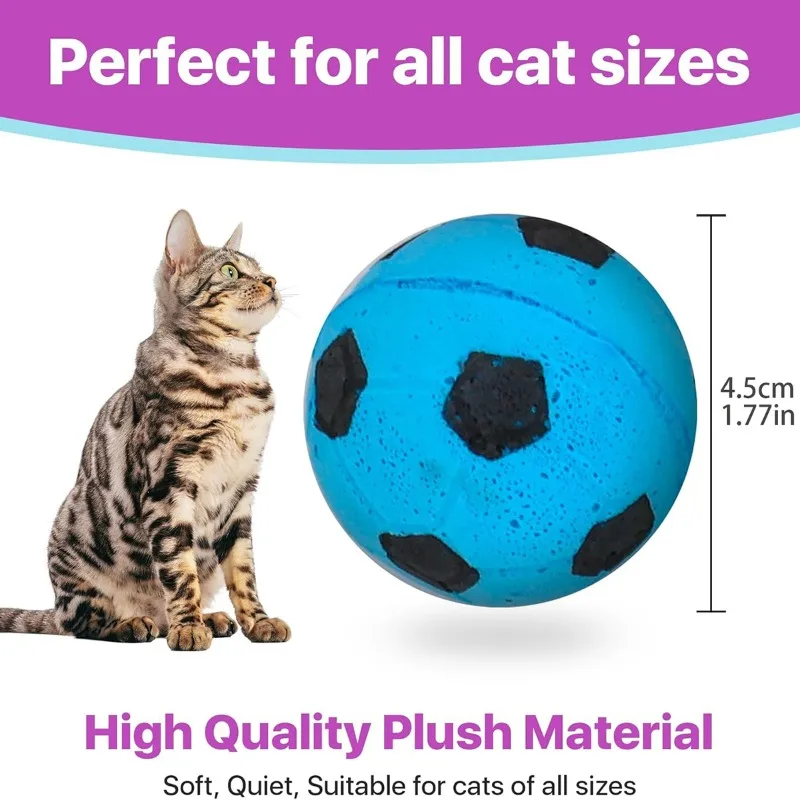 4pcs Cat Toys Balls Soft Plush Cat Soccer Balls Interactive Toy for Indoor Kitten Perfect for Batting & Swatting Cats Playing