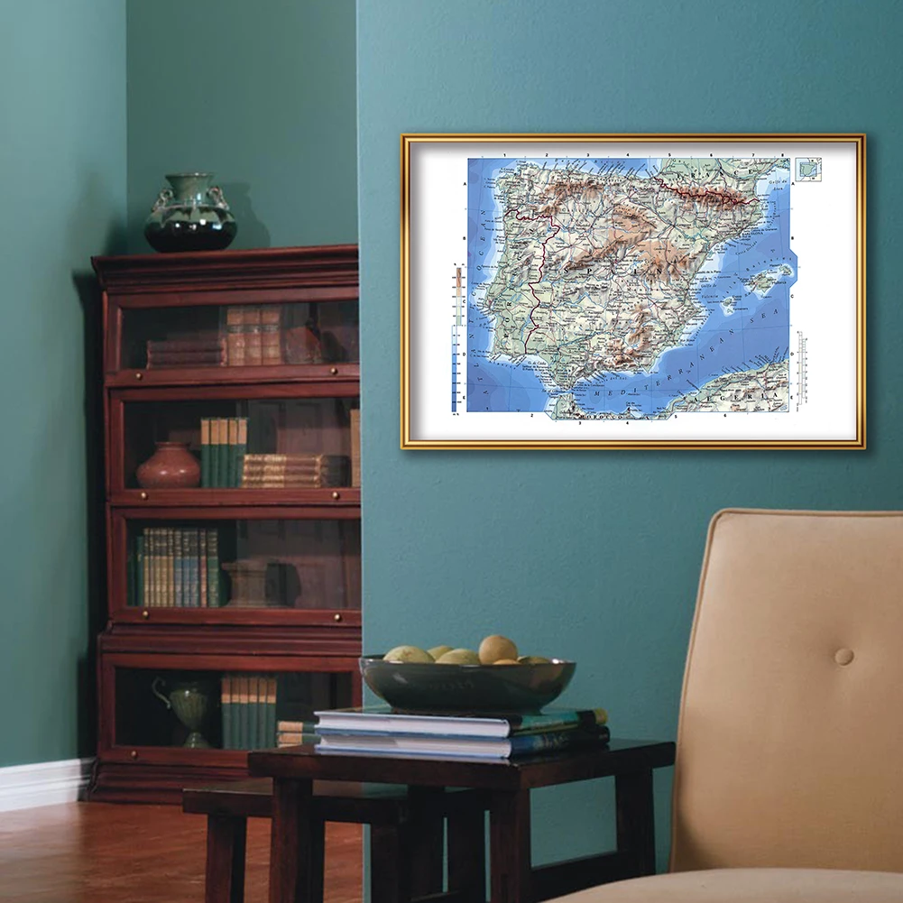 World Map Poster Spain Map 59*42cm In Spanish Canvas Painting Unframed Prints Wall Art