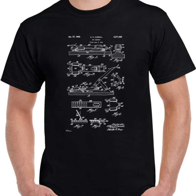 

1942 Vintage Snow Ski Binding Skier Patent T Shirt