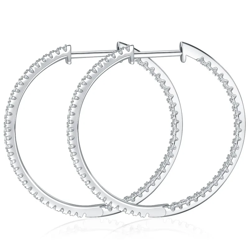 Follow Cloud Full Enternity Moissanite 0.86CT Hoop Earrings for Women Sparkling Lab Diamond Earrings 925 Sterling Silver Jewelry 2