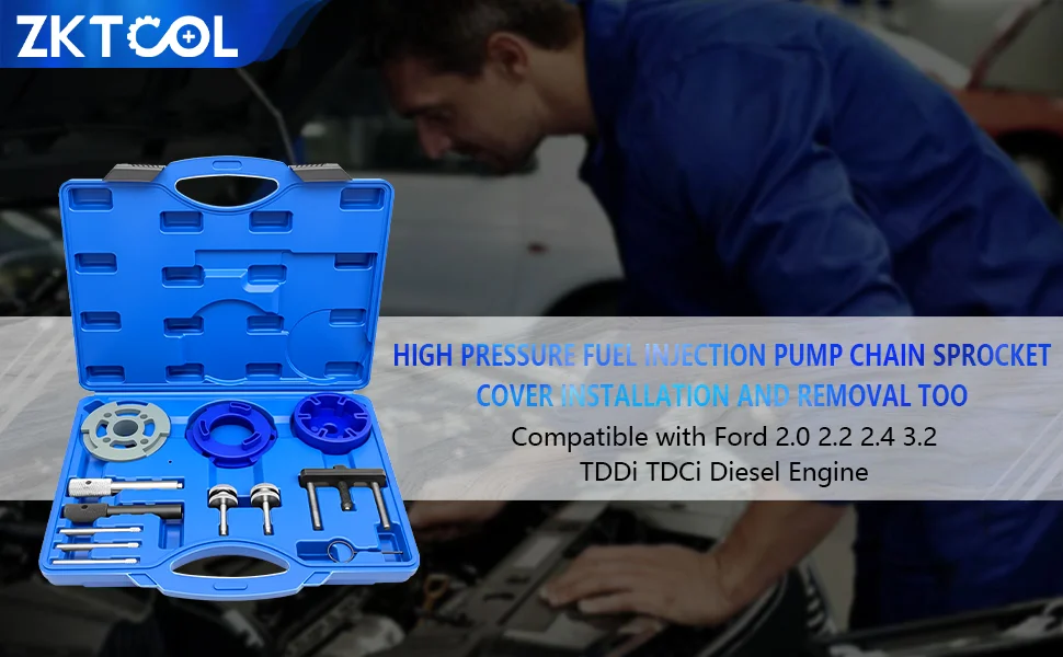 Werkzeug zum Ein- und Ausbau des Steuerkettenradverriegelungssystems und der Einspritzpumpe für Dieselmotoren, geeignet für Ford 2.0 TDDi TDCi OEM 303-682. – Detail 1