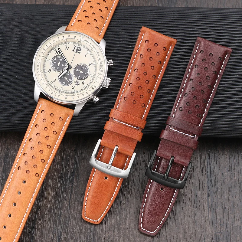 

Leather watchband for citizen photo kinetic FF flight series CA4500/CA4505 men's wristband bracelet 22mm watch strap Breathable