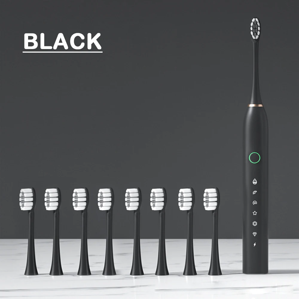 Rechargeable Sonic Electric Toothbrush with 8 Brush Heads - Advanced Whitening and Cleaning Tool