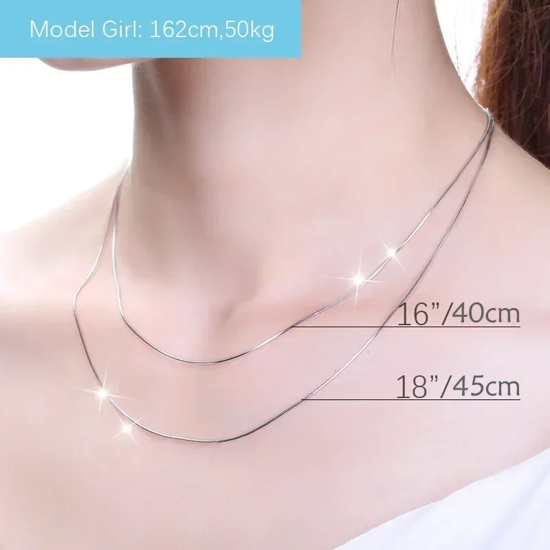 TrustDavis Real 925 Sterling Silver Necklace Water-wave Snake Beads Box Chain 40/45cm Necklace For Woman Necklace Jewelry DC25 - Image 4