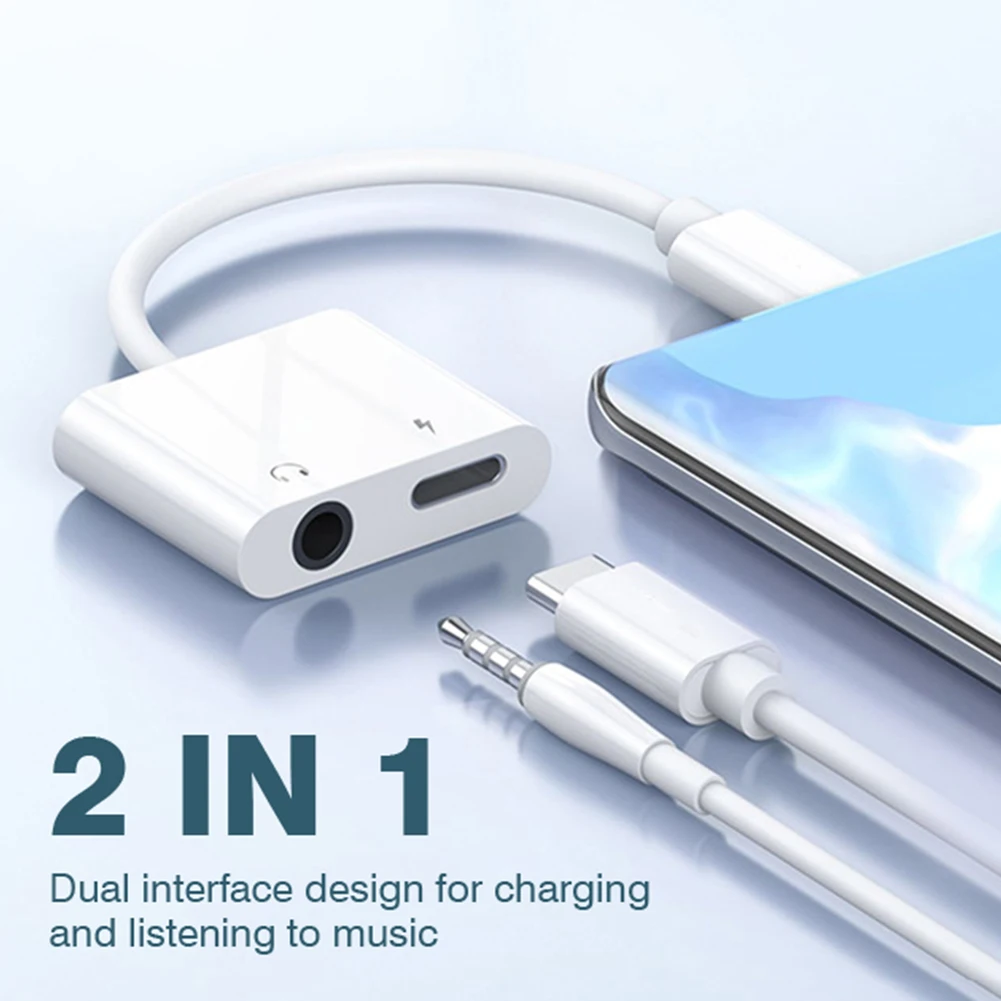 AUX Cable Adapter For Samsung S24 S23 Ultra Note 20 10 Plus Connector USB C to Double Type C 3 5 mm Jack Charge 2 In 1 Splitter