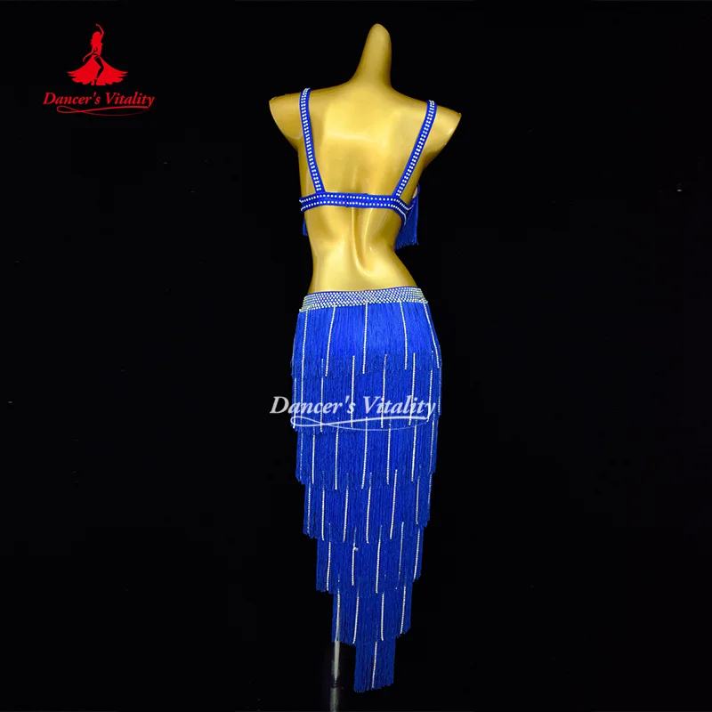 Bauchtanz-Performance-Outfit, Senior AB-BH mit Steinen, sexy Quasten-Split-Rock, 2-teilig, orientalische Bauchtanz-Wettbewerbskleidung – Detail 10