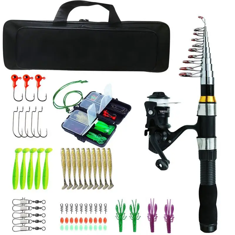 

Fishing Rod And Reel Combo Set Telescopic Carbon Fiber Rod For Youth Adults Beginner Saltwater Freshwater