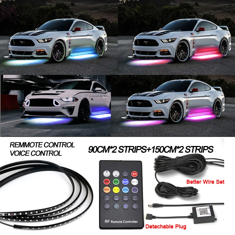 mini cooper headlights Car Flexible Underglow Strip Light LED Underbody Remote /APP Control RGB LED Neon Lights Auto Decorative Ambient Atmosphere Lamp cloudy headlights Car Lights