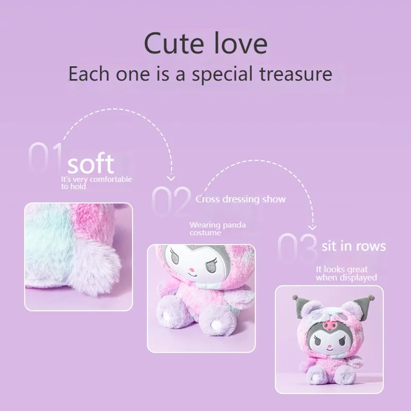 Miniso Sanrio Plush Toy Kuromi Melody Hello Kitty Plush Pillow Room Decoration Plush Doll Strawberry Doll Plush Children's Gift 4