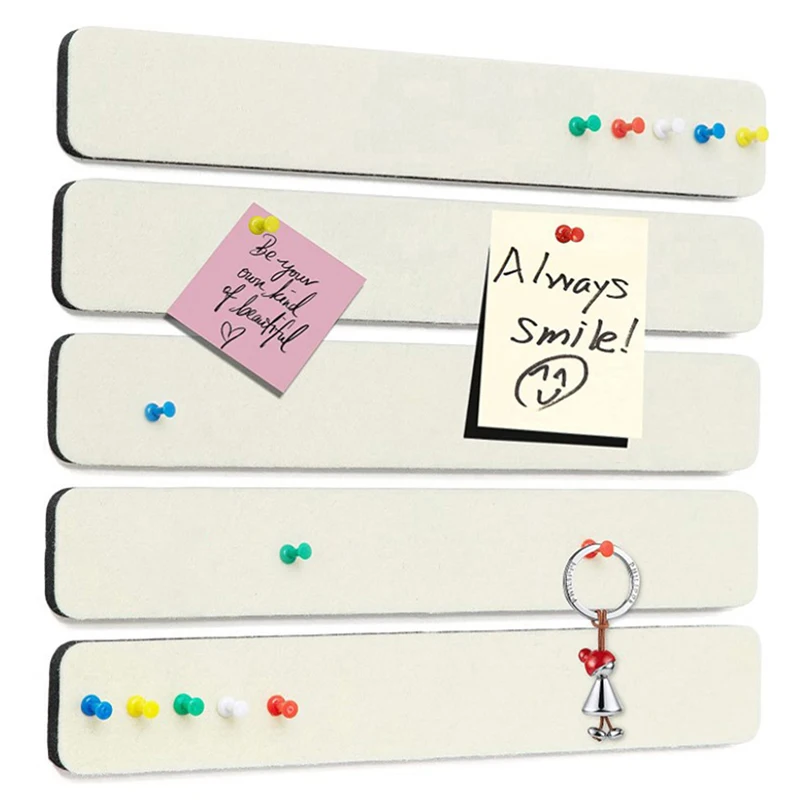 Self Adhesive Cork Board Strips 5PCS Felt Bulletin Board Self Adhesive Pin Board Message Room Wall Decor Sticky Notes Photo Display Home Office Recording Studio