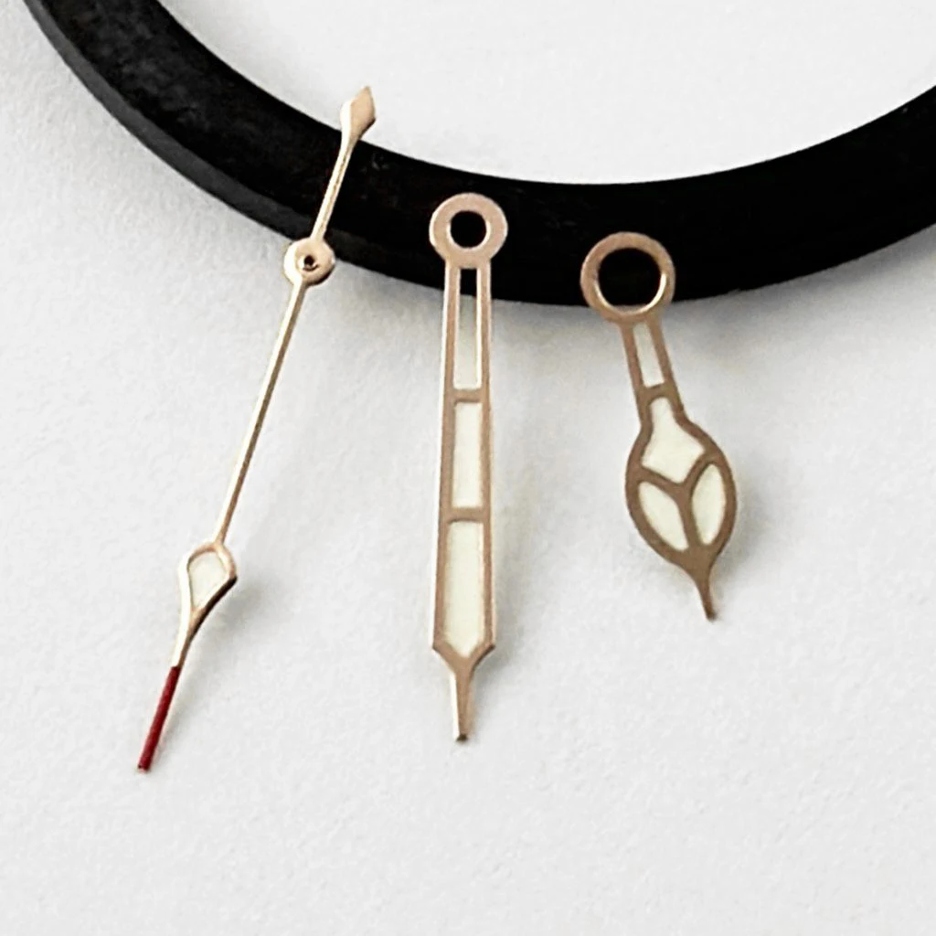 Elegant Luminous Silver & Gold Watch Hands with Rose Gold Accents