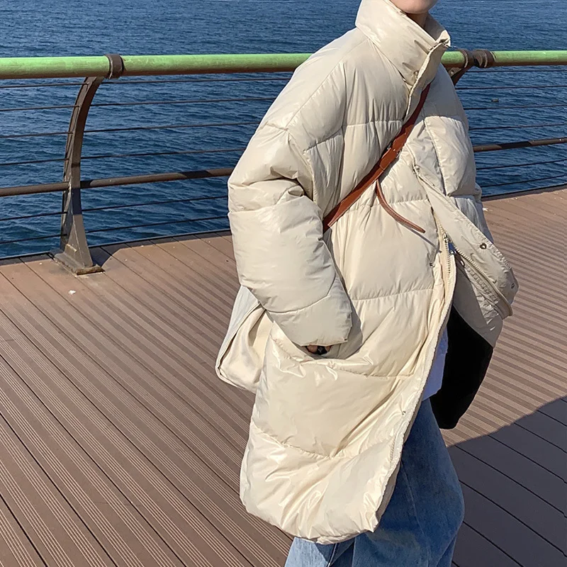

Winter Oversized Down Jacket Men Warm Fashion Casual Long Coat Men Streetwear Korean Loose Thick Jacket Mens Parker Coats 2022