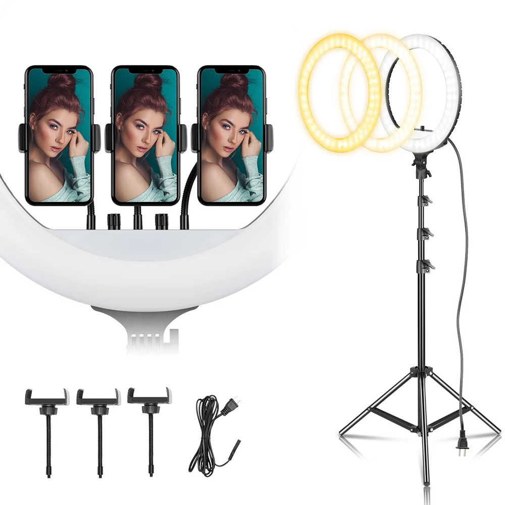 

SH 55W LED Ring Light Kit 18 Inch Ring Lamp Photo Light Ring for YouTube Makeup Studio Photography Ringlight with Light Stand