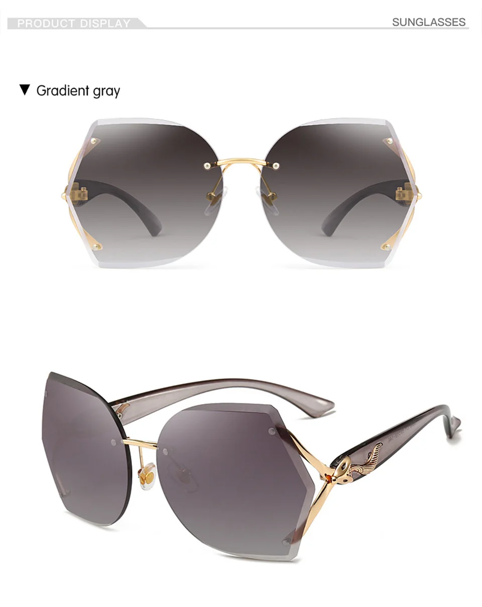 BERTHA Retro Luxury Gradient Sunglasses For Women Fashion Rimless Glasses Cut Lens FOX decorated Sunglasses Lady Eyeglass S8048