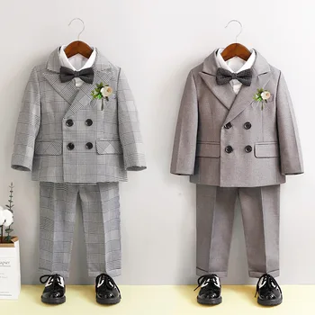 Boys Plaid Formal Suit Set 1