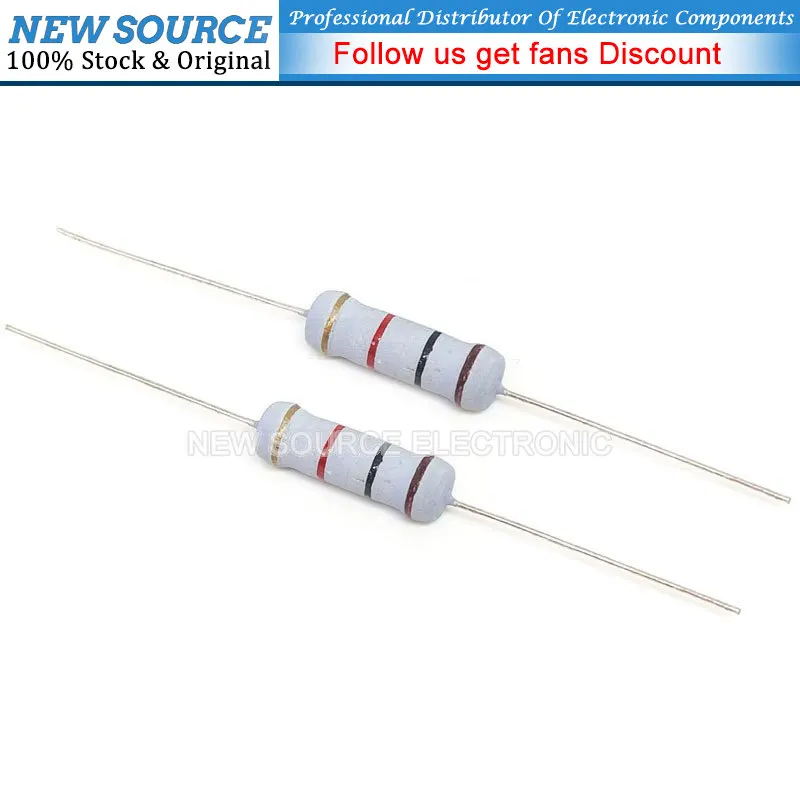 20PCS 2W 5% Carbon Film Resistor 0.1 0.5 1 4.7 10 47 470 560 750 120K 200K 1K 68K 1M Ohm Resistance Newsource 0.1R - 820K Ohm