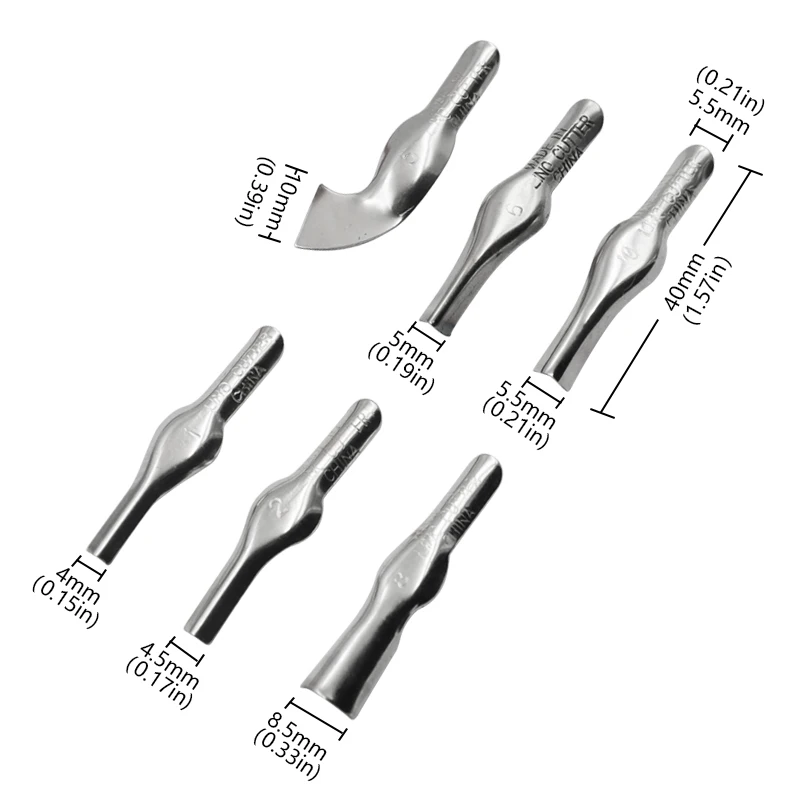 Carving Tool Creative Round Handle 6 Knife Head Art Print Engraving Knife Professional School Art Wood