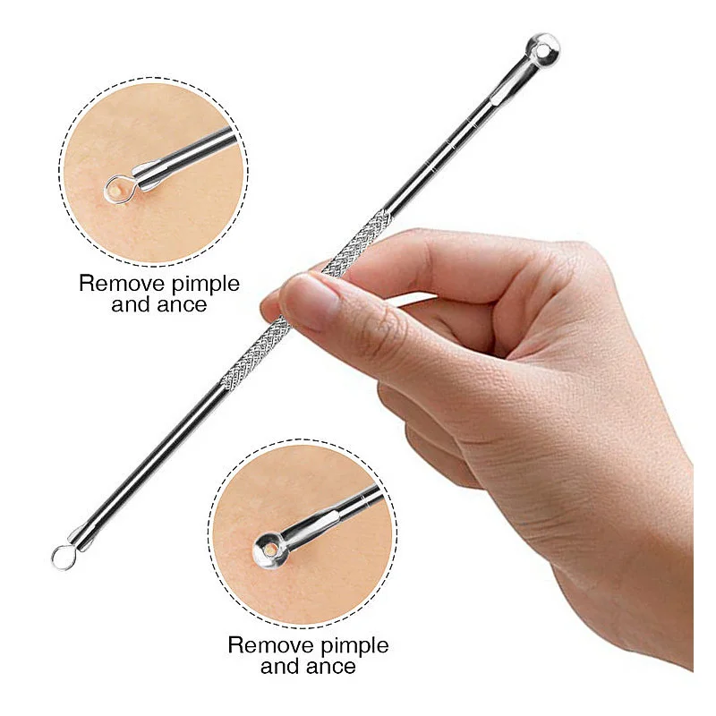 4Pcs Blackhead Acne Remover Set Beauty Skin Care Pore Cleaner Acne Needle Pimple Stainless Steel Pimple Needles Removal Tools 4