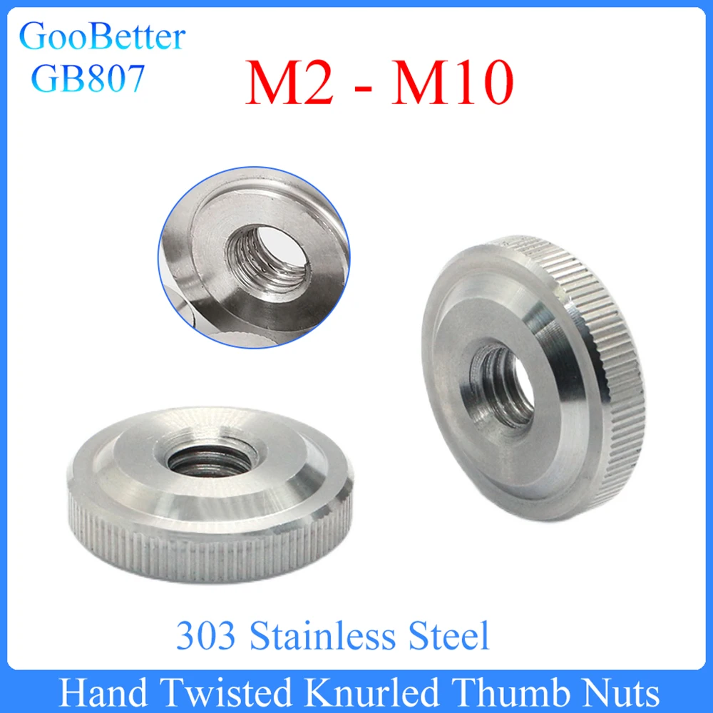 

2-20Pcs Knurled Thin Thumb Nut M2 M2.5 M3 M4 M5 M6 M8 M10 303 Stainless Steel Thumb Hand Tighten Round Nuts Adjustment Lock Nut