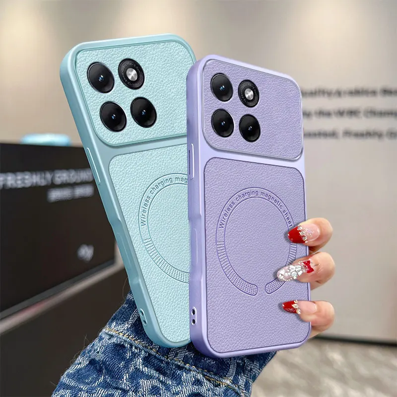 Ultra-Thin Vegan Leather Magnetic Case with Wireless Charging Compatibility