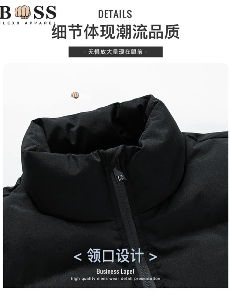 BSS FLEX APPAREL printed Men's Jacket, Fashionable Casual Thickened Jacket, Stand Up Collar, Cold Resistant Cotton