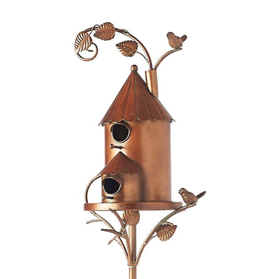 Stylish Waterproof Metal Bird House Stakes for Garden